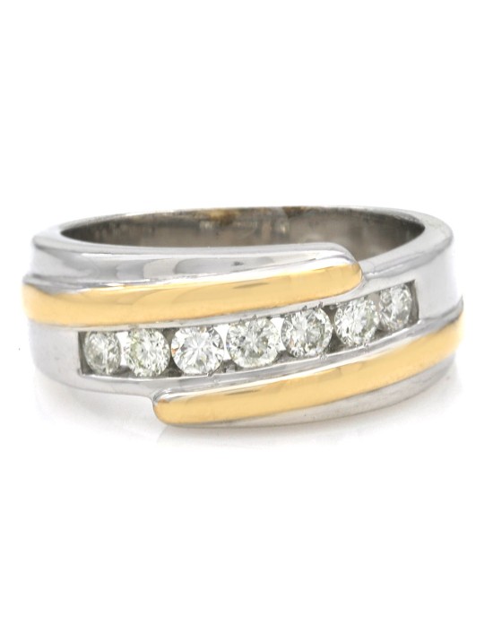 Diamond Bypass Band in White and Yellow Gold